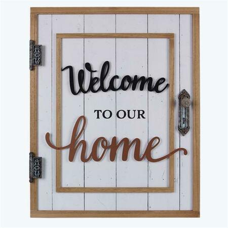 YOUNGS Wood Framed Woodland Welcome Door Wall Sign with Metal Word Cutout 21460